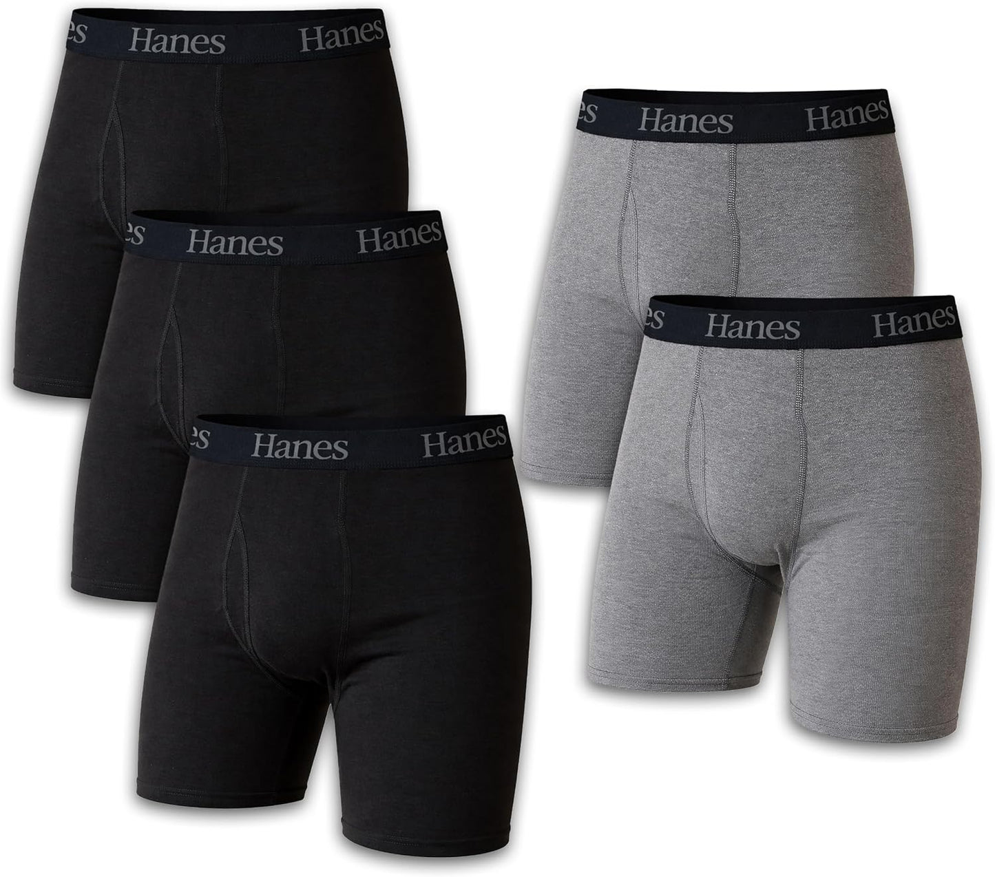 Hanes mens Underwear Boxer Briefs Pack, Cool & Breathable Cotton Moisture-wicking Underwear for Men, No Ride Up